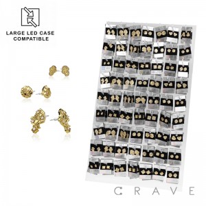 126 PCS OF ASSORTED 18K GOLD PLATED STAINLESS STEEL NUGGET EARRING PANEL